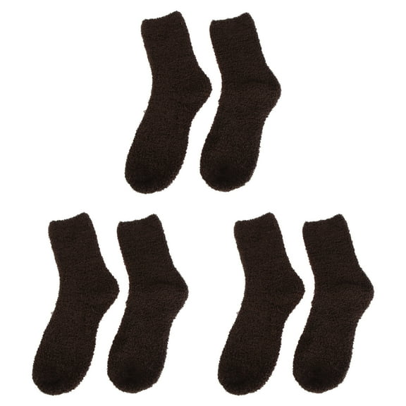 Homoyoyo 3 Pairs Thick Plush Fuzzy Coffee Colored Cozy Warm Men’s Sleeping Socks Comfortable Winter