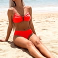 thumbnail image 3 of Women's Bikini Set High Waisted Ruched Two Piece Swimsuit U-Wire High Cut Cheeky Bottom Bathing Suit, 3 of 5