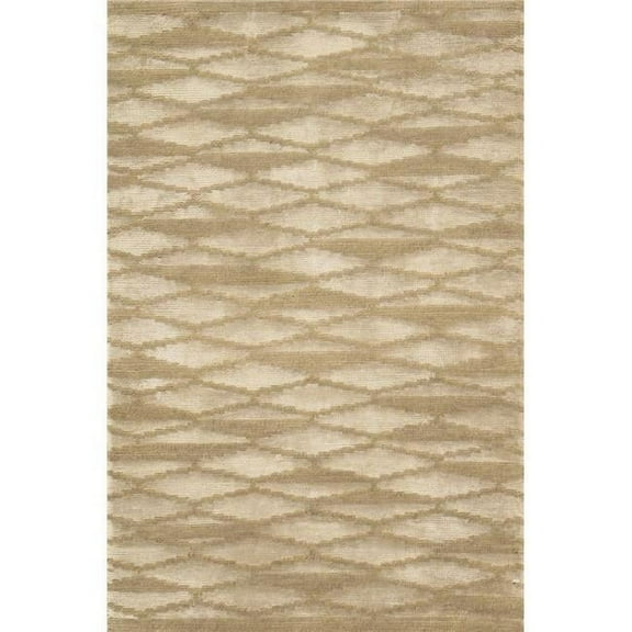 Pasargad Home Modern 97" x 119" Hand-Knotted Silk & Wool Area Rug in Beige