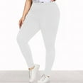thumbnail image 2 of Plus Size Leggings, Audhol Women's Solid Color Fashionable Casual Sports Hip Lifting High Yoga Pants Plus Size High Waist Yoga Pants Yoga Leggings for Women White 3XL, 2 of 6