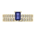 thumbnail image 2 of Clara Pucci 18K Yellow Gold 1.325 Simulated Tanzanite Engraveable Engagement Ring + Wedding Band Set, 2 of 7