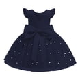 thumbnail image 5 of FINALGANG Girls Kids Solid Color Tulle Dress Ruffle Cap Sleeve Crewneck High Waist A Line Skirt Princess Party Dress For Daily Wear Blue 4-5 Years, 5 of 5