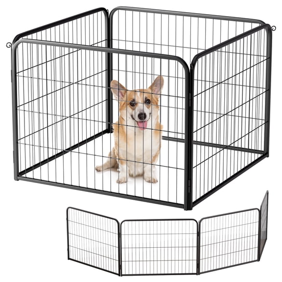 BestPet Dog Playpen Extender 24 Inch, 4 Panels Heavy Duty Metal Pet Exercise Playpen,Indoor Outdoor Fence Panels