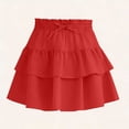 thumbnail image 4 of QTBIUQ Girls Tiered Ruffle Skirt Solid Color Casual Mini Skirt with Elastic Waist Bow Summer Layered Skirt, 4 of 9