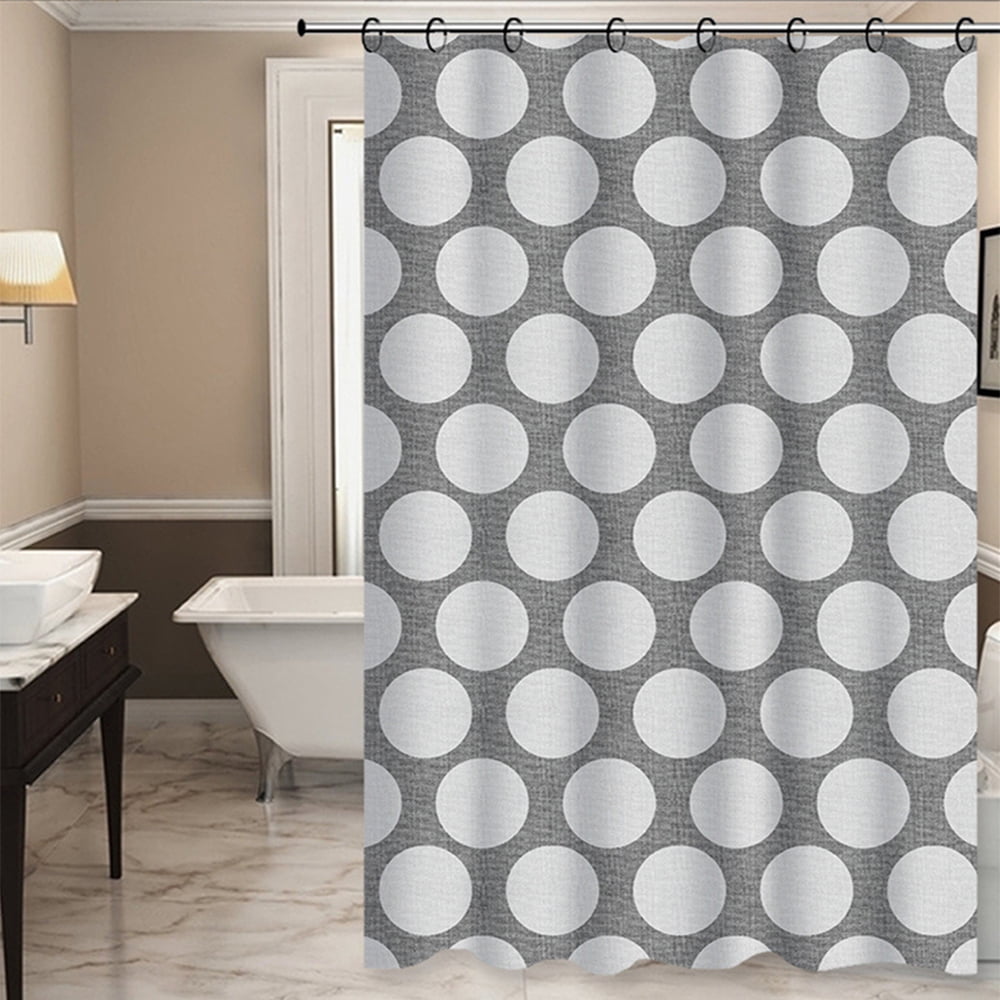 Square Geometric Print Bathroom Shower Curtain Set Waterproof with 12 Hooks Lot 