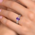 thumbnail image 4 of Gem Stone King 14K Two Tone Gold Purple Amethyst and Lab Grown Diamond Engagement Ring for Women | 2.05 Cttw | Oval 8X6MM | Gemstone February Birthstone | Size 7, 4 of 6