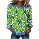 thumbnail image 3 of TaTaai 2026 Spring St Patrick Day Solid Color Top for Women Long Sleeve Patchwork Round Neck Casual Blouse Soft Comfy Shirt Daily Holiday Celebration Outfits Gift, 3 of 5
