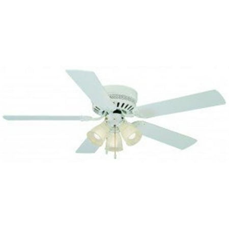 Oak Blades Light Kit - Millbridge 52 in. 3-Light 5-Blade Hugger Mount Ceiling Fan, Bleached Oak Blades, White Finish