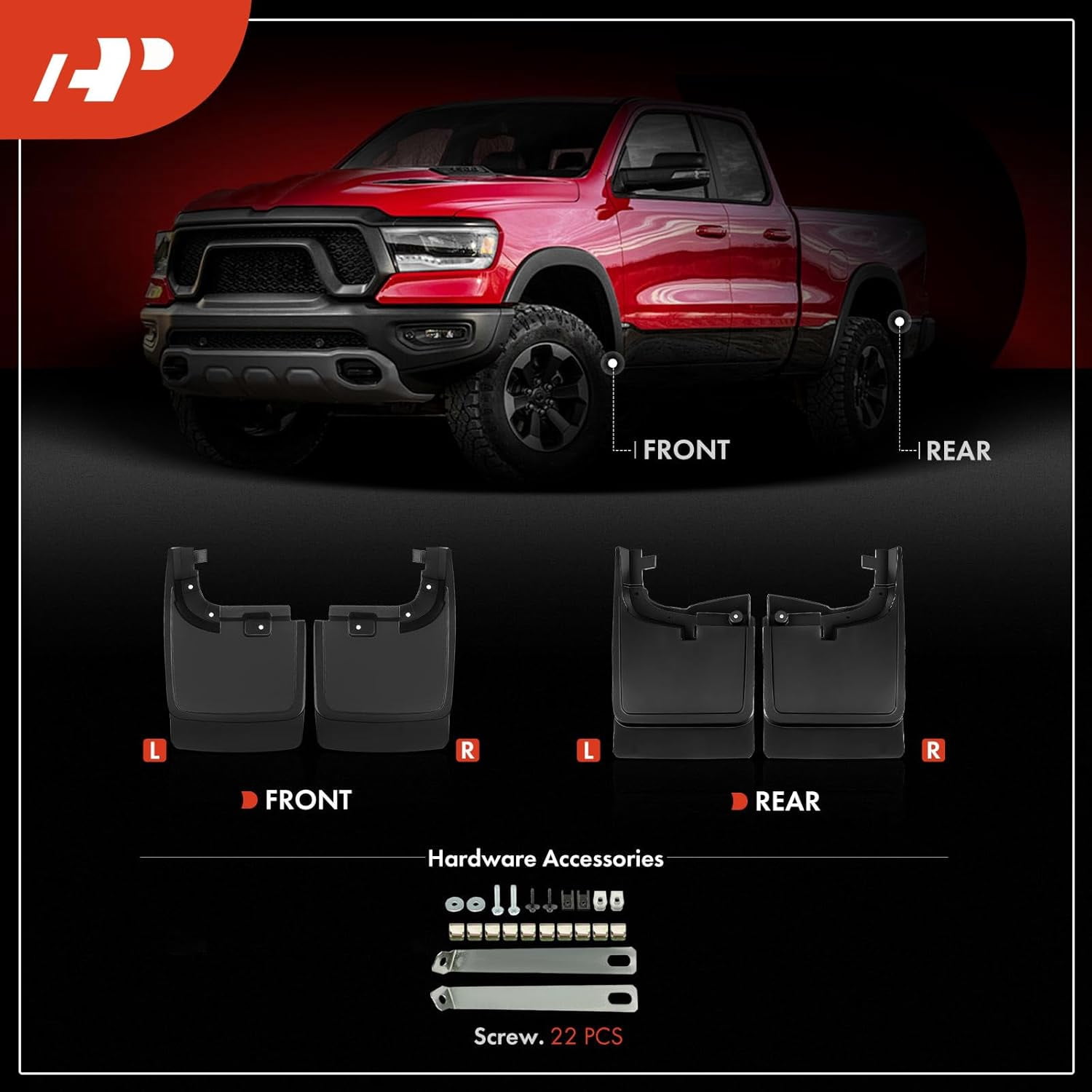 A-Premium Splash Guard Mud Flaps Replacement for Ford F-250 F-350 F-450 F-550 Super Duty 2017-2018 without Factory Fender Flares
