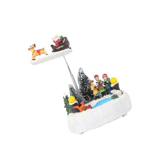facefd Christmas Village Scene Musical LED box Christmas Village Light Rotating Ornament Santa and Deer