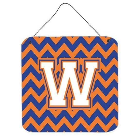 Letter W Chevron Blue & Orange No.3 Wall or Door Hanging Prints