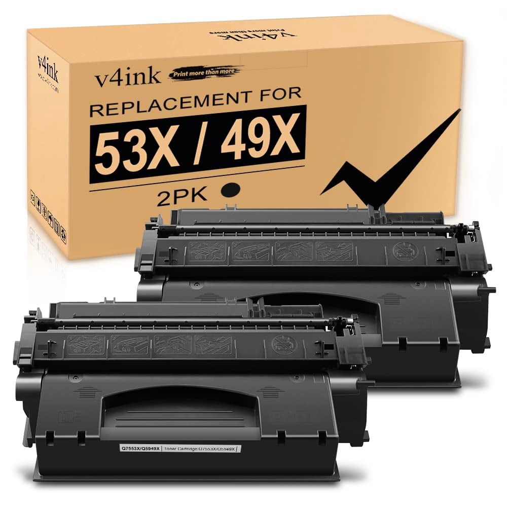 V4ink 2-Pack High Yield 49X/53X Compatible Toner Cartridge For HP LaserJet P2015, 1320, M2727nf Printers