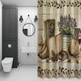 thumbnail image 3 of Retro Book Grass Caps Shower Curtain for Bathroom, Pine Fruit Purple Flower Shoes Wood Striped Waterproof Cloth Fabric Bathroom Accessories Set with 12 Rust Proof Plastic Hooks, 72"x78", 3 of 9
