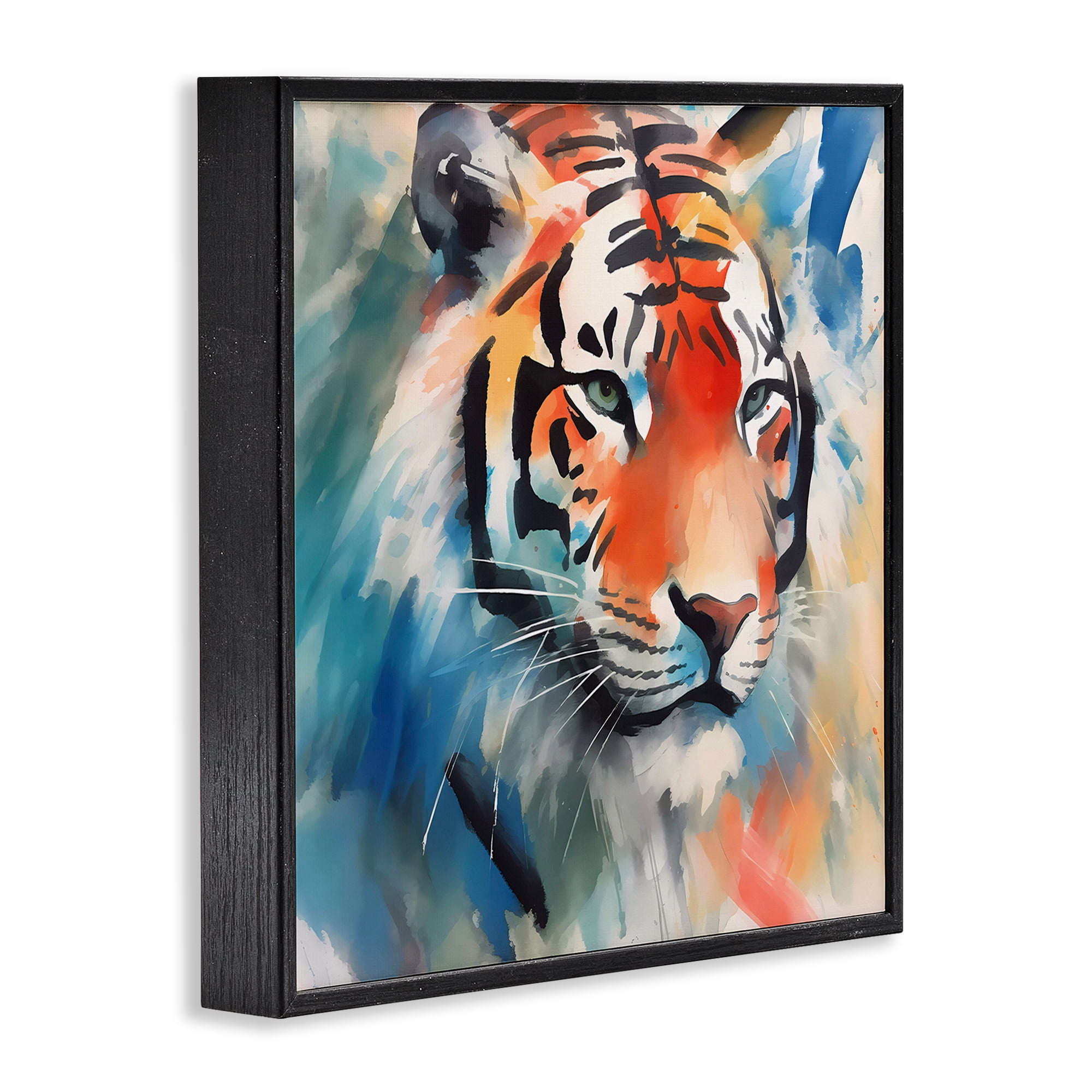 Stupell Industries Bold Modern tiger Animals & Insects Painting Black Framed Art Print Wall Art, 12 x 12