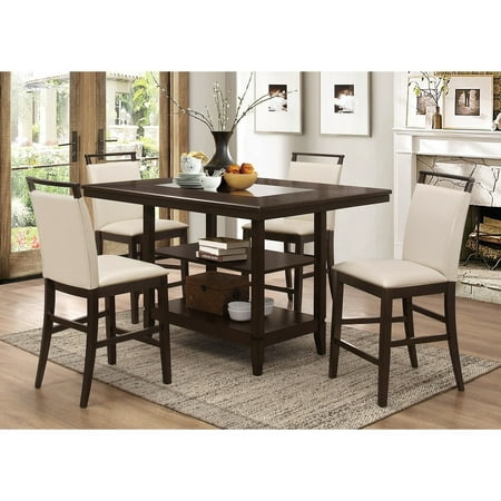 Best Master Furniture Waverly 5 Pcs Counter Height Set, Espresso (Best Finish For Indoor Cedar Furniture)