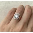 thumbnail image 5 of 2.50Ct Round Cut Simulated Diamond Halo Women's Trio Set Engagement Ring 14k Rose Gold Plated 925 Silver, 5 of 5