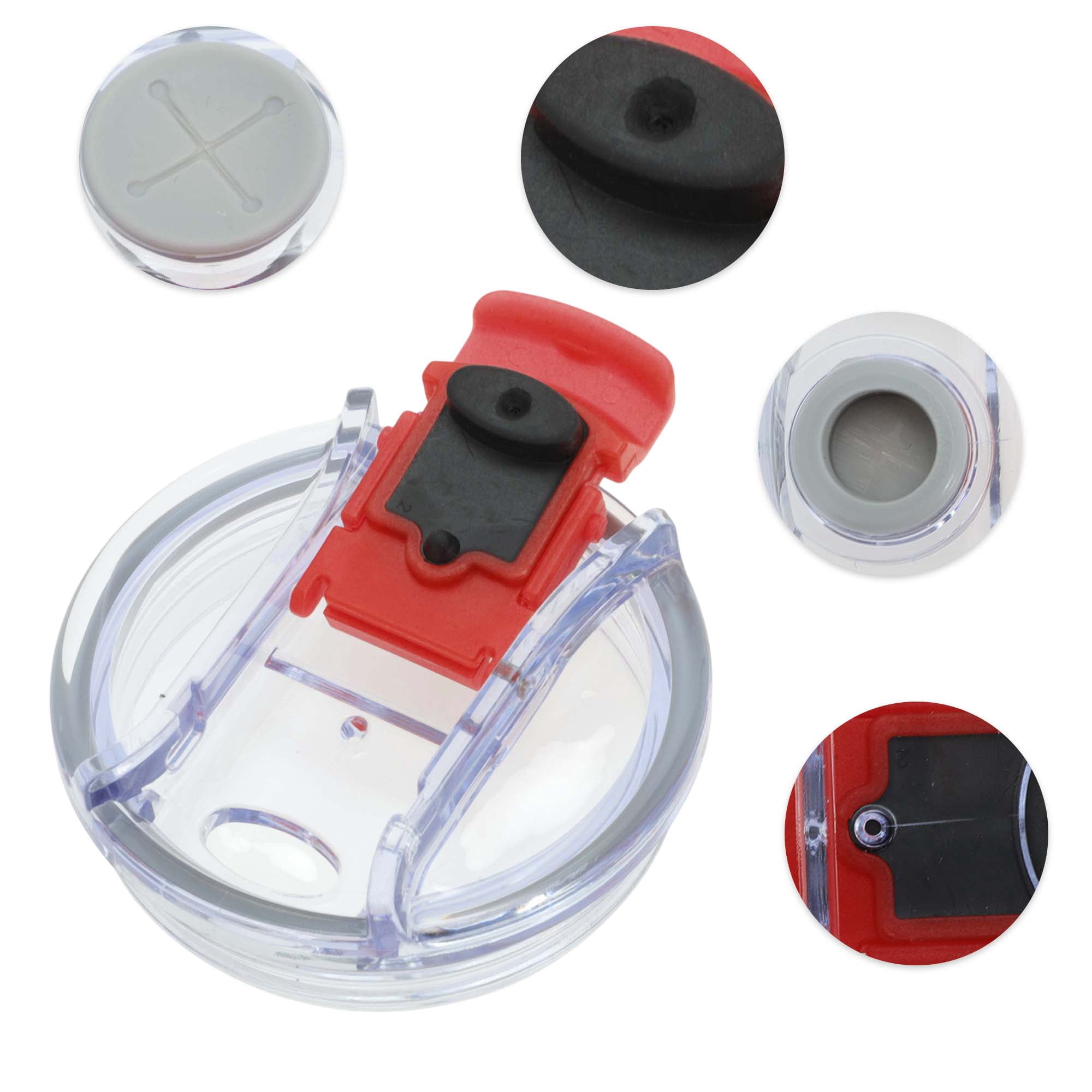 Unique Bargains 1 Pc Durable Tumbler Lid with Magnetic Slider and O-Rings Red