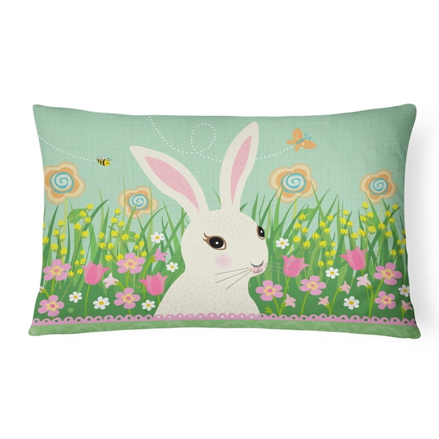 Carolines Treasures VHA3023PW1216 Easter Bunny Rabbit Canvas Fabric Decorative Pillow