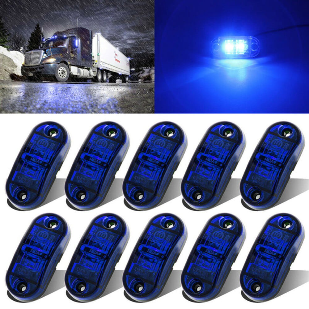 NEW 10 UNITS 24V 6 LED BLUE SIDE MARKER DIRECTION INDICATORS LAMPS TRUCK TRAILER 