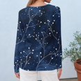 thumbnail image 4 of WTOBBY Women's Casual Floral Print Round Neck Long Sleeve T-shirt Top Fashion Wear Comfortable Soft Fabric Breathable Material Daily Outfit Stretch Fit for Versatile Use,Dark Blue L, 4 of 5