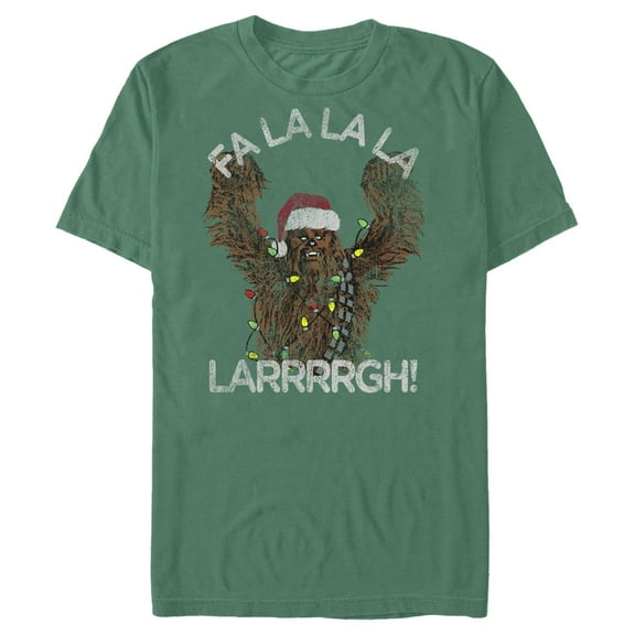 Men's Star Wars Christmas Chewie Fa La La  Graphic Tee Kelly Green 3X Large