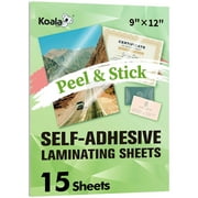 Koala Self Adhesive Laminating Sheets Clear 9 x 12 Inch No Machine Needed 15 Sheets Glossy Permanent Self-Adhesive Laminating Sheets Waterproof for 8.5x11 inch for Stickers, Photos