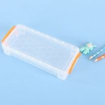 WKSCLPAI Transparency Pencil Box, Large Capacity Stationery Box, Graphene Drop-proof Construction Plastic Stationery Case, Orange
