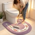 thumbnail image 7 of Dtchengua Soft Floral Non-Slip Toilet Contour Rug, Contour Bath Rug, Soft Shaggy U-Shaped Toilet Floor Mat for Bathroom 20×20 Inch,Purple, 7 of 7