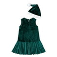 thumbnail image 6 of Gubotare Dresses for Girls Christmas Girls Ruffle Trim Dress Print and Solid Color A-line Swing Flared Belted Casual Party Dress with Zipper Size 4T 5T(Dark Green,4-5 Years), 6 of 6
