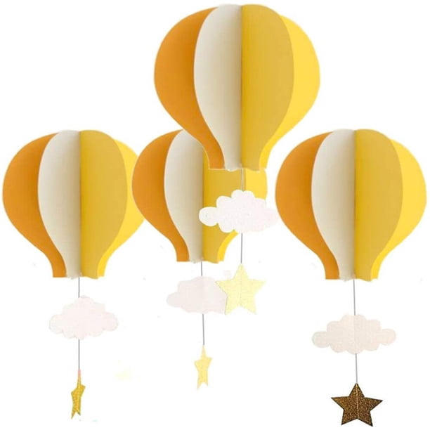 Globo 3D de 4 piezas para decoración, colgante de nube de papel para Baby Shower, cumpleaños, boda, decoración de globos de aire caliente