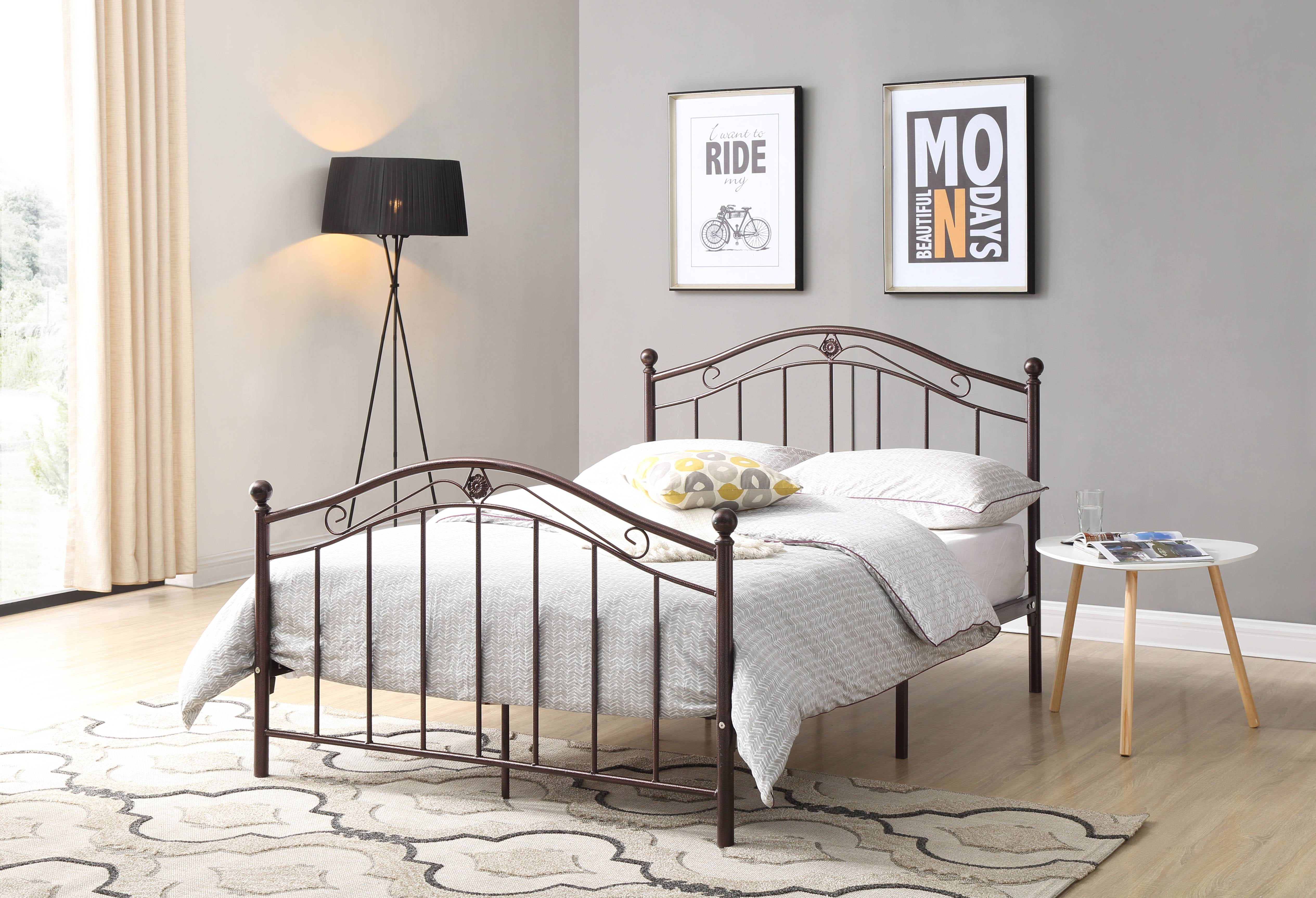 Hodedah Metal Bed, Bronze, Full