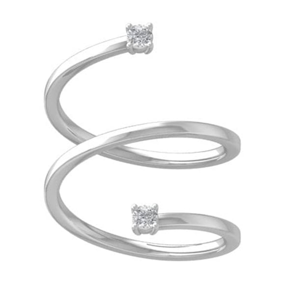 Araiya Fine Jewelry 10K White Gold Round-shape Lab Grown Diamond Bypass Open Band Ring ( 1/6 cttw, D-F Color, VS Clarity) Size 5.5