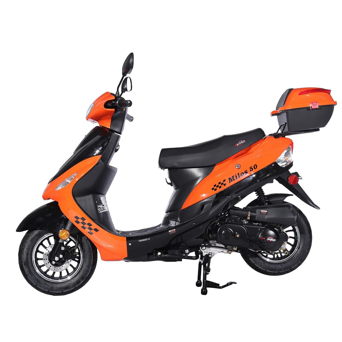 X-Pro Brand New Milos 50 Moped Scooter with 10" Aluminum Wheels, Rear Trunk, Electric/Kick Start!