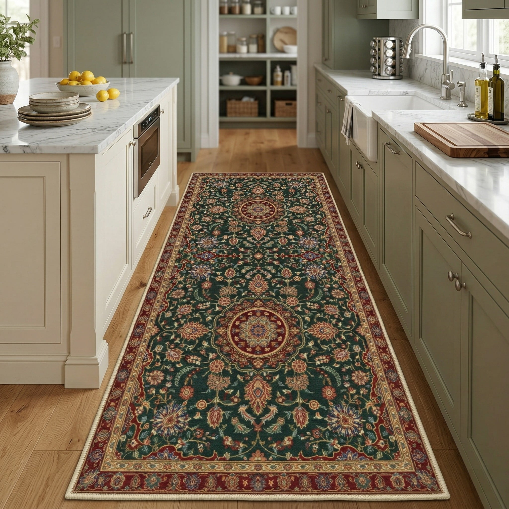 Runner Rugs for Hallway, 2x6 Washable Soft Non Slip Floor Rugs for Kitchen, Modern Mat for Living Room Bedroom Entryway Red & Green