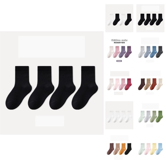 Kids Socks Kids Crew Socks Multipack Girls Boys School Ankle Hosiery Non Gripper Bottoms for Toddler Non Athletic Play