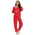 thumbnail image 2 of Xmarks Women Two Piece Pajamas Set Plaid Print Loungewear Button Down Night Suit Long Sleeve Pj Set Red US 12, 2 of 6