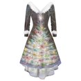 thumbnail image 1 of Vestido de Navidad empalmado para mujer, manga larga, Irregular, línea A, peludo, felpa, fiesta, moda, Invierno, 1 of 5