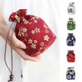 thumbnail image 4 of Japanese Drawstring Lunch Bag Gilding Portable storage case Fashion Portable Storage Case Canvas Handmade Organizer, 4 of 7