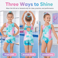thumbnail image 6 of Gymnastics Leotards for Girls Bowknot Hollow Back Sleeveless gymnastics outfits with Shorts and hair scrunchie for Dance Ballet, 6 of 12