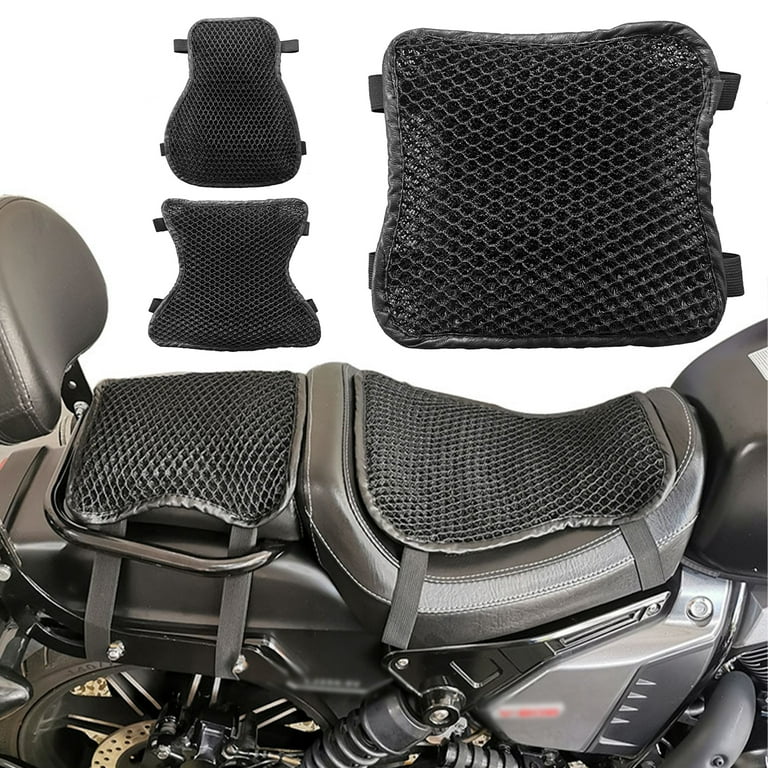 Jytue Motorcycle Seat Cushion Cover Motorbike Cool Seat Cushion Pad Adjustable 3D Breathable Mesh Motorbike Seat Pad Anti-Slip Quick-drying Protective