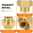 thumbnail image 3 of Uxcell 2Pcs Brass Pipe Fitting, 3/4"G Female x 1/2"NPT Male Hex Nipple Pipe Fitting Adapter 3/4"to 1/2"Female, Gold, 3 of 6