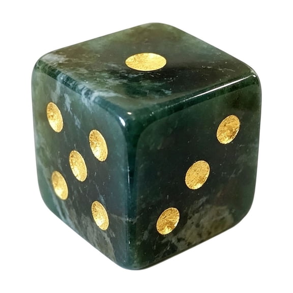 Mahjong Dice,D6 Dice,Natural Crystal Mahjong Dice, 1pc 6 Sided Substantial Weight Decorative Gemstone Dice, Perfect Mahjong Hostess Gift(Green B 0.6IN)