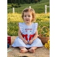 thumbnail image 5 of BemeyourBBs Kids Toddler Baby Girl 4th of July Dress Baby Girls Independent Day Clothes Patriot USA Flag Letter Embroidery striped Flying Sleeve Front Bow Princess Summer Party Holiday Dress, 5 of 8