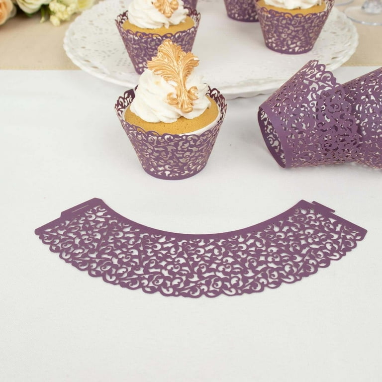URROMA Emballages à Cupcakes En Dentelle Blanche Avec Motif Papillon Découpé Au Laser Pour Mariages, Anniversaires, Goûters