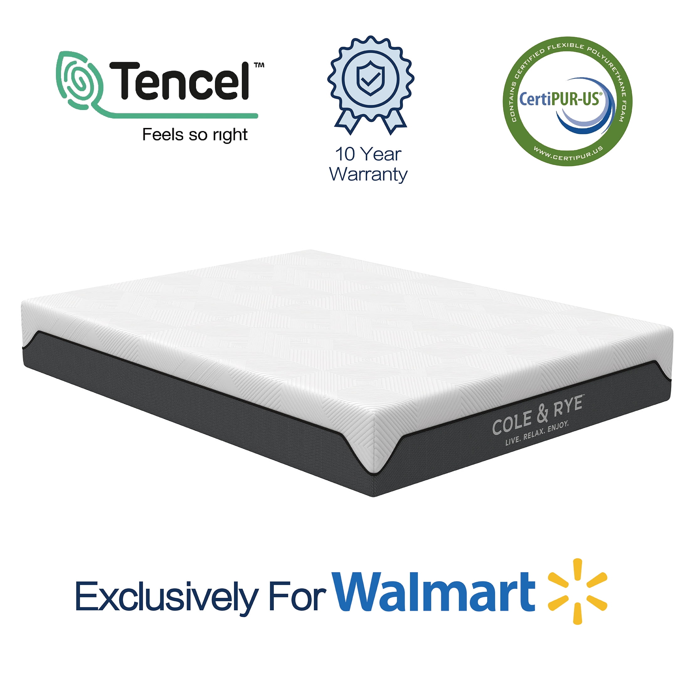 Cole & Rye Spirit 12" Medium Plush Cooling Gel Memory Foam Hybrid Mattress, Twin