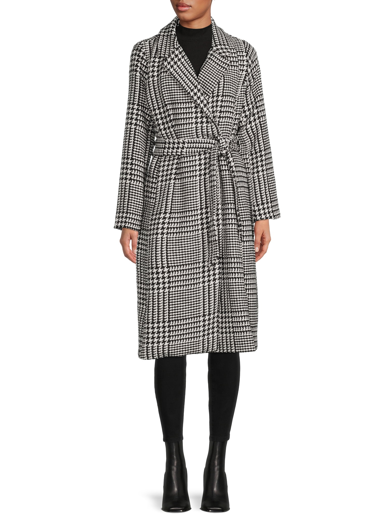 Jason Maxwell Women's and Women's Plus Long Coat with Tie Belt, Sizes S-3X