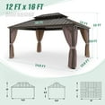 thumbnail image 4 of COOS BAY 12x16 Hardtop Gazebo Double Galvanized Steel Roof Canopy, Outdoor Aluminum Frame Permanent Pavilion with Privacy Curtains and Netting for Deck, Patio, Lawn and Backyard, 4 of 6