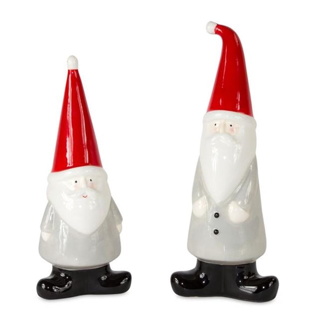 Melrose International 80696DS 8.5 & 9.75 in. Ceramic Santa, Red & Gray - Set of 4