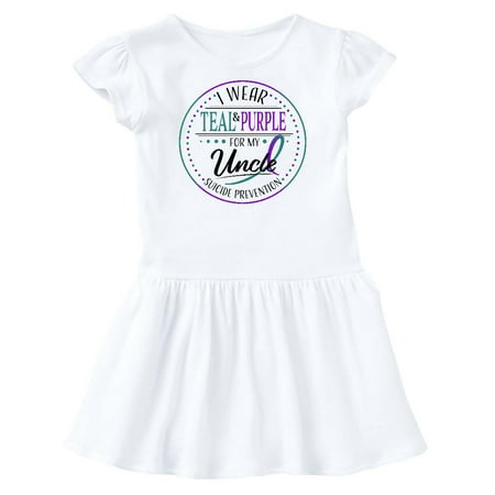 

Inktastic Suicide Prevention- I Wear Teal and Purple for My Uncle Gift Toddler Girl Dress