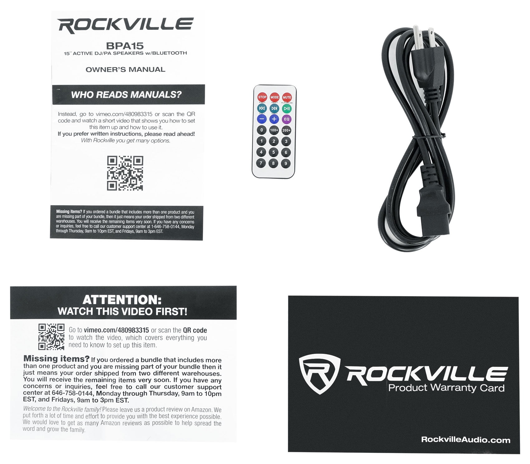Rockville BPA15 15" Professional Powered Active 800w DJ PA Speaker w Bluetooth